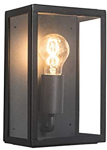 Qazqa Landhaus außen Wandleuchte, Außenlampe, Wandlampe für den Garten - Rotterdam - Schwarz, max. 60W, Geeignet für LED, 16cm, IP44, Rechteckig