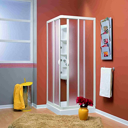 Duschakbine Eckeinstieg Acrylglas in weiß Größe 90x90 cm kürzbar um 5 cm