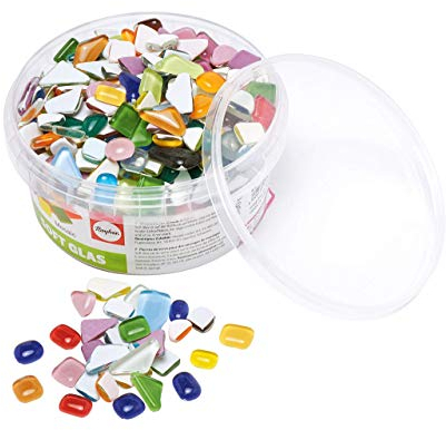 Rayher Soft Glas Mosaik Mix, polygonal (unregelmäßig), bunte Mischung, Dose 500g ,14796999, Bunt