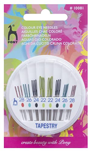 Pony Aguja de Coser a Mano de Ojos de Colores compacta: Tapiz, Metal, Multicolor