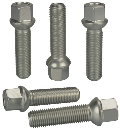 HASKYY 10 Radschrauben M12x1,5x40mm Kugelbund R12 Radbolzen SILBER verzinkt Kugel