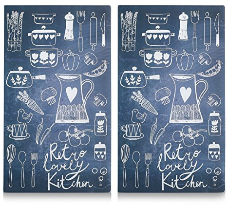 'Zeller 26308 piastre di/taglieri Lovely Kitchen decorazione in vetro 30 x 52 x 1 cm, 2 unità
