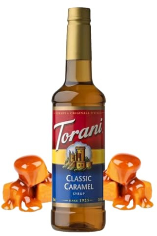 Torani Classic Caramel Coffee Syrup (750ml) - Pure Cane Sugar Caramel Syrup Flavouring for Lattes, Macchiatos & Hot Drinks - Rich Buttery Taste, Vegetarian-Friendly