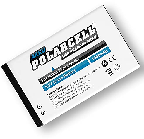 PolarCell BL-4U Akku für Nokia E66 E75 C5-03 500 301 5250 C5-03 6600 Slide | 3120 6216 Classic | Asha 206 210 300 305 306 308 309 311 501 503 | 1300mAh Starke Ersatz-Batterie | A+ Qualitätszellen