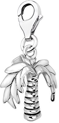 Quiges Charm Anhänger 3D Palme Baum 925 Silber mit Karabinerverschluss für Bettelarmband