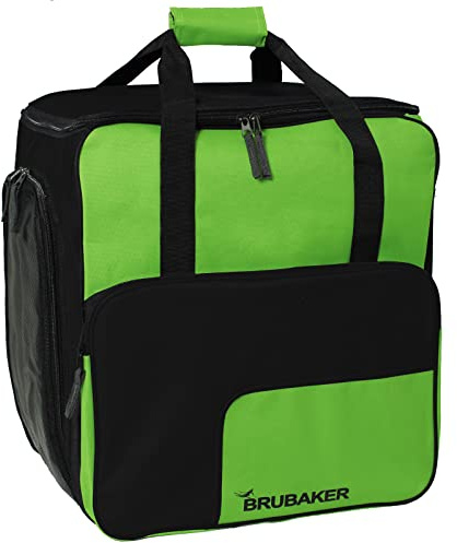 Henry Brubaker - Borsa Super Function 2.0 con tracolla a zaino per scarponi e casco da sci comoda nella nuova Edizione invernale in 6 speciali colori., Donna Uomo Bambini, verde/nero