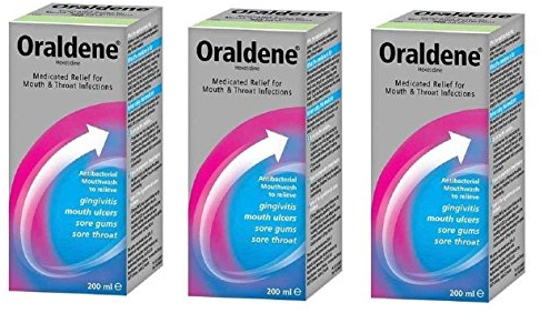 Oraldene Hexetidine Antibacterial Mouthwash, 3 Pack, 200 ml