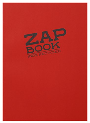 Clairefontaine 3354C Carnet Encollé Zap Book - 160 Feuilles Papier Croquis 100% Recyclé - A4 21x29,7 cm 80g - Couleur de Couverture Aléatoire (4 coloris vifs possible)