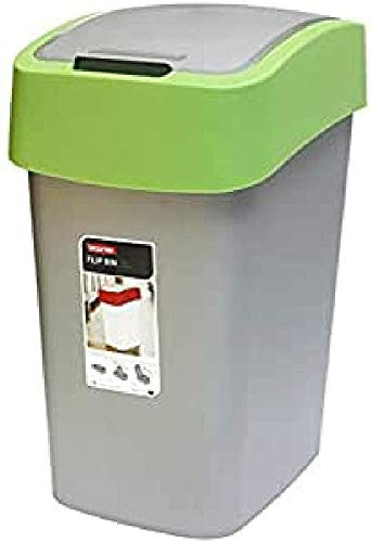 Curver 02171-P80-00 Abfallbehälter Flip B, 25 L, Silber/grün