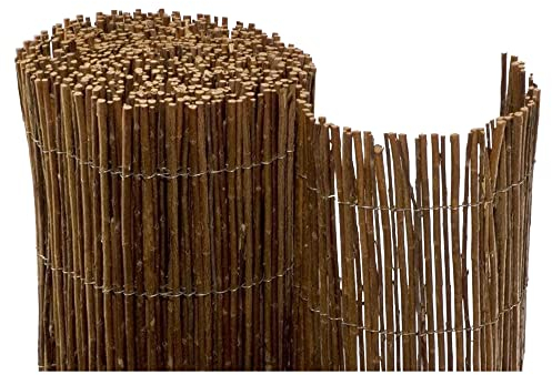 NOOR Weidematte Deluxe 0,90 x 3,00m I Natürliche Weidesichtschutzmatte mit verwobenem, verzinktem Draht für hohe Stabilität I Terrassen- und Balkon-Windschutz