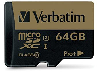 Verbatim Pro+ U3 Micro SDXC-Speicherkarte - 64 GB - für 4K-Ultra-HD-Videoaufnahmen, UHS-3 Geschwindigkeit, mit MicroSD-zu-SD-Adapter - schwarz