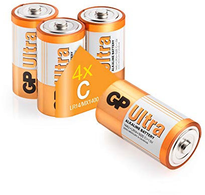 GP C batteries 4 pack 1.5v batteries C Battery size - C Cell battery Pack of 4 also known as 14AU or LR14