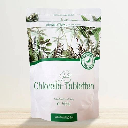 VivaNutria Bio Chlorella Tabletten 500g | aus kontrolliert biologischem Anbau I 2500 Bio Chlorella Presslinge ohne Zusätze - rein & natürlich I schonend verarbeitet | Rohkostqualität | vegan