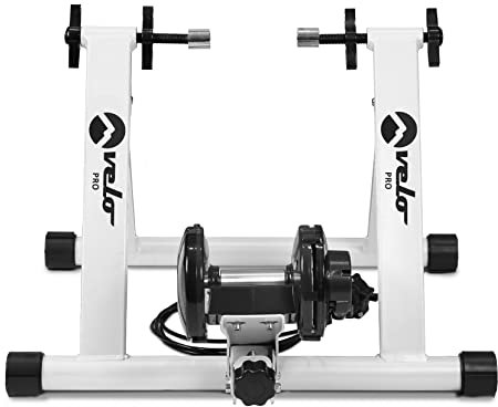 Velo Pro Magnetic Turbo Trainer Variable Resistance Indoor Bike Trainer for Road and Mountain Bicycles (White)