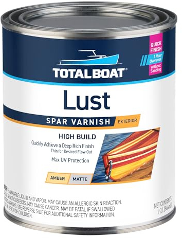 TotalBoat Lust Marine Varnish, High Gloss and Matte Finish for Wood, Boats, Outdoor Furniture (Matte, Quart)