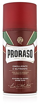 Proraso Rasierschaum RED - beruhigend mit Sandelholz-Öl und Shea-Butter - bei dichtem Barthaar 300 ml