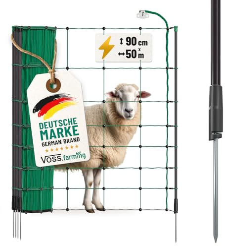 VOSS.farming 50m farmNET, 90cm, tannengrün, 1 Spitze Weidezaun Gartenzaun Agility