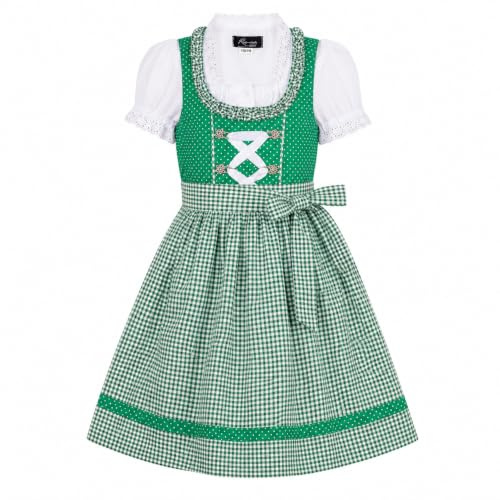 Ramona Lippert® - Children's dirndl for girls - children's dirndl Nele in green - 3-piece costume dress - costume fashion - costume with apron