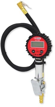 KS Tools 515.1970 Digitaler Druckluft-Reifenfüllmesser,0-14bar rot | Digitale Luftpumpe, 0-14 bar, einstellbarer Druck