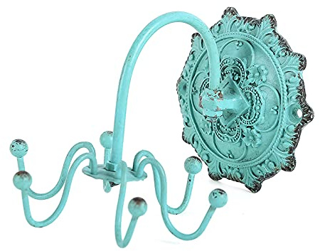 NIKKY HOME Wall Mounted Hooks Jewelry Organizer Rustic Hanging Vintage Decorative Shabby Chic Jewelry Storage Display Hanger for Necklace, Earrings, Rings, Belt, Hat, Gift for Women Girl Lady, Green