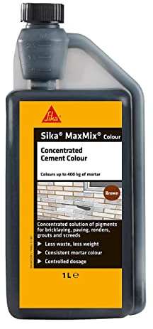 Sika – MaxMix Cement Colour – Concentrated Colourant For Mortars, Rendering, Concrete And Pointing – Easy To Use – Economical – Brown – 1 Litre