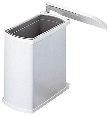 Hailo Abfallsammler 3418001 | Mülleimer Uno 18 L iter schwenkbar | Ab 45cm Schrank mit Drehtür montierbar | Einbau Abfalleimer Inneneimer Schwarz Stahlblech Weiß