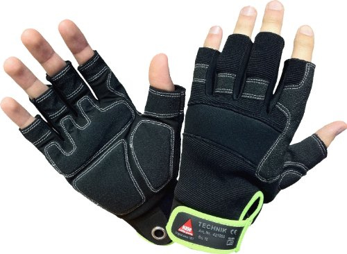 Hase Technik 0 Finger Handschuhe - schwarz/grün EN420 EN388 3-1-2-1 - schwarz/grün - Größe: 10