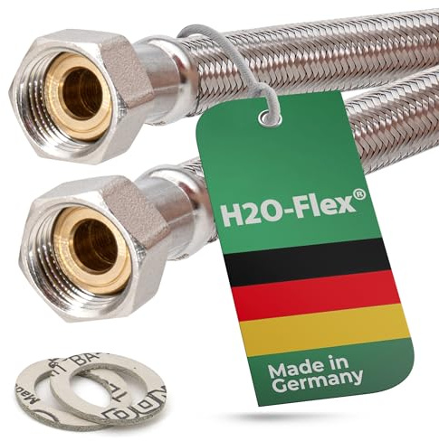 H2O-Flex® Panzerschlauch 1/2ÜM x 1/2ÜM, Flexschlauch DN13 für Sanitär mit Trinkwasserzulassung, 30cm-2m