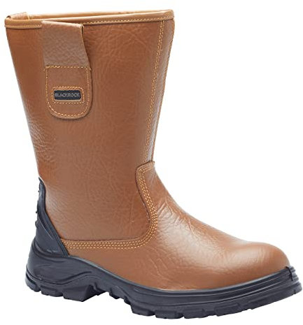 Blackrock S1-P SRC Safety Rigger Work Boots, Mens Womens Steel Toe Cap Tan Leather, Working Boots, Safety Shoes, Protective Midsole, Gardening, Work & Utility Footwear, Construction - Size 11