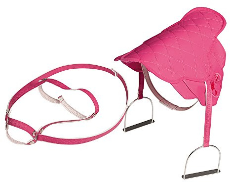 Happy People 58051 Barbie Pferdesattel,Stepp Design, Steigbügel und Zaumzeug, rosa
