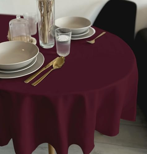 Rollmayer Tischdecke Tischtuch Tischwäsche Gastronomie Kollektion Vivid Uni einfarbig pflegeleicht waschbar zur Auswahl, Produkt für den täglichen Gebrauch(Weinrot 13, Oval 140x220cm)