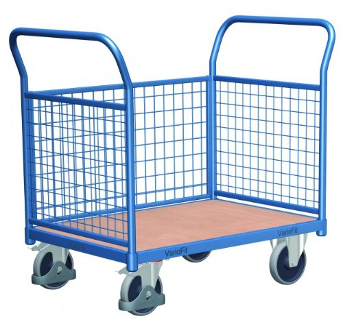 Dreiwandwagen mit Draht RAL5010 Enzianblau Kastenwagen Plattformwagen