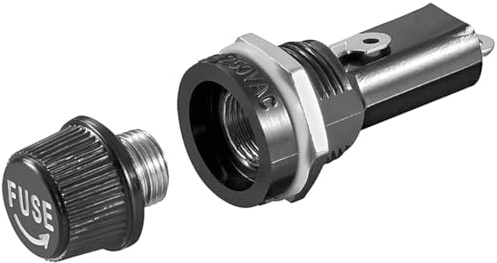 Fixpoint 25526 Porte Fusible pour Taille 5 mm x 20 mm, capuchon de verre pour usage, 10 A