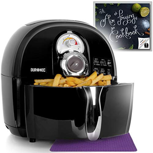 Duronic Air Fryer AF1 /B BLACK| Oil-Free & Low-Fat Healthy Cooking | Mini Oven | 1500W | 4.5L | Timer Function | Adjustable Temperature | Fry Chips, Chicken, Tasty Nutritious Meals | Free Recipe Book