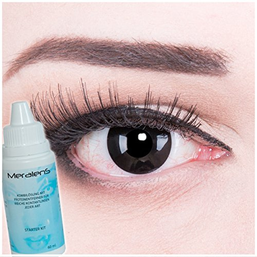 Meralens lentes de contacto Blackout con caja de lente + todo en una solución (60 ml) - (1 x 2 piezas) Envío