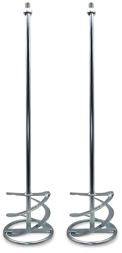 2er Set DEWEPRO Wendelrührer Doppelspiralform mit Ring 600 x 130 mm - verzinkter Mörtelrührer - M14 Gewindeaufnahme - Rührquirl für Rührwerke, Mörtel, Kleber und Spachtelmasse