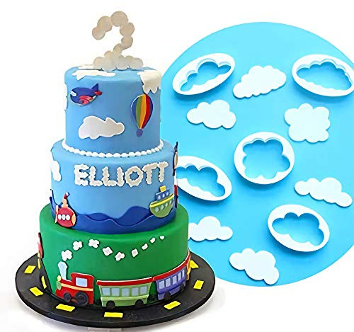 Palksky Cloud Fondant Cutter Fluffy Cloud Plastic Cookie Cutter Cake Mold Sugar Craft Mold Cake Decorating Tools(5PCS)
