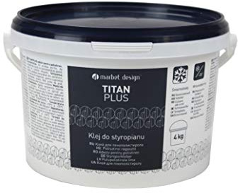 MARBET DESIGN frigolitlim bygglim, inomhus för stuckaturlister, takplattor, prydnadslister och mycket mer. (1 hink Titan Plus 4 kg) inomhus lösningsmedelsfri akryl