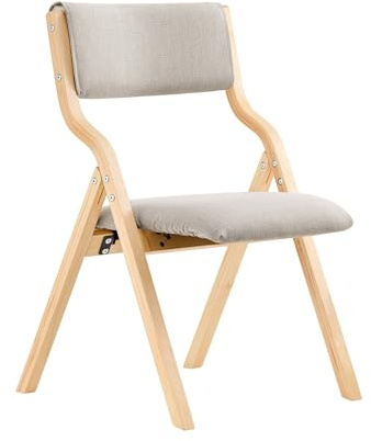 SoBuy Chaises Pliantes Tapissées Confortables, Chaise de Réunion en Bois avec Assise Rembourrée, Chaise Pliable Portable pour Cuisine, Bureau, Salon, Léger, Économie d'Espace, Gris Clair FST40-HG