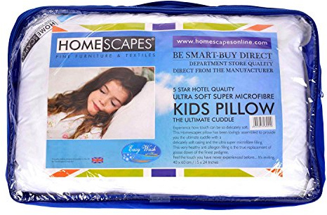 HOMESCAPES Oreiller Enfant hypoallergénique en Microfibre, Oreiller rectangulaire Plat 40 x 60 cm