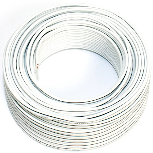 SeKi Cable para altavoz (2 x 0,75 mm², 25 m, CCA, cable de audio), color blanco