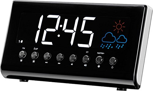 Denver CR-718 Uhrenradio (Wecker, PLL FM Radio, Display 3,5cm (1,4 Zoll), Wettervorhersage, Innentemperatur)