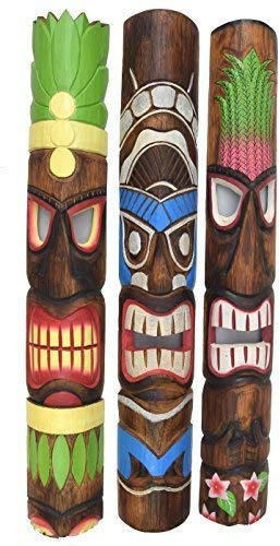 Interlifestyle 3 Tiki-masker 100 cm Hawaii Maui stil trämask