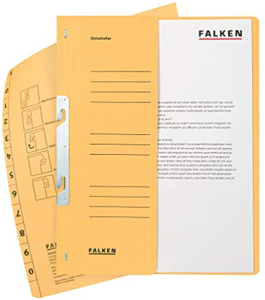 Original Falken 50er Pack Einhakhefter. Made in Germany. Aus Recycling-Karton mit halbem Vorderdeckel und kfm. Heftung für DIN A4 chamois Hefter Sammelmappe Dokumentenmappe