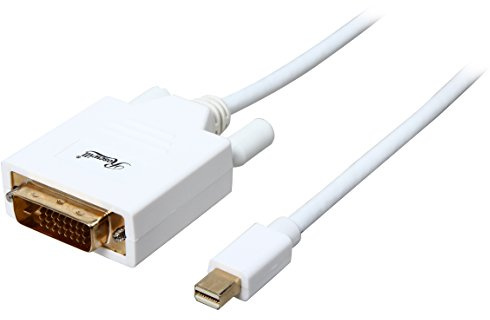 Mini DisplayPort to DVI Cable, White, 10 Feet Mini DP to DVI Cable with Gold Plated Connector, Mini DisplayPort Male (Thunderbolt supported), DVI Male