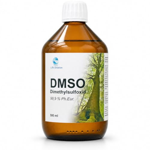 DMSO 99,9% Ph.Eur. 500 ml Dimethylsulfoxid mit Messbecher, Pharmaqualität | Life Solution, pharmazeutische Reinheit, unverdünnt, flüssig, Lösungsmittel, hoch rein