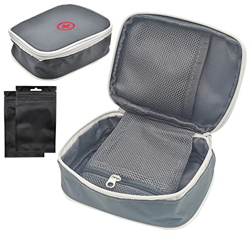 SwirlColor Einfach Tragen Mini Klein Leer Medizin-Behälter mit Dem Multi-Tasche für Reisen 13x10x4cm - Grau