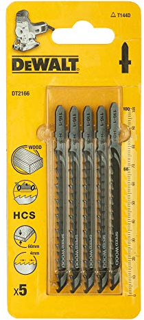 DeWalt DT2166QZ Jigsaw Blades for Wood T-Shank HCS T144D (Pack of 5)