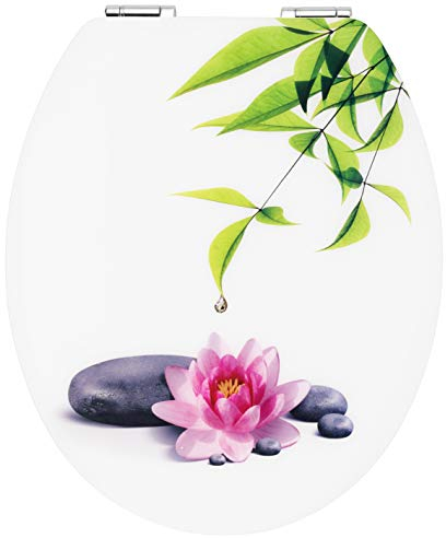 Cornat WC-Sitz Art of Acryl Water Lilly - Elegante Acryl-Oberfläche - Hochwertiger Holzkern - Absenkautomatik & Schnellbefestigung - Komfortables Sitzgefühl / Toilettensitz / Klodeckel / KSDSC306, 48 x 38.6 x 6.4 centimeters
