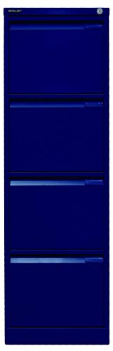 BISLEY Hängeregistraturschrank, einbahnig, DIN A4, 4 HR-Schubladen, Metall, 639 Oxfordblau, 62.2 x 41.3 x 132.1 cm